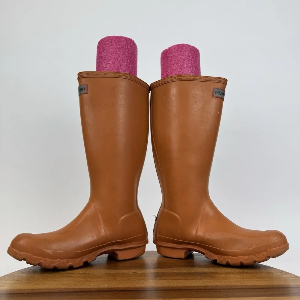 Big Kids Hunter Original Tall Orange Waterproof‎ Pull On Rain Boots Size 4 Y GUC